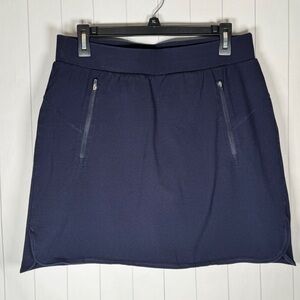 T By Talbots Navy Blue Pull On Skort Zip Pockets Tennis Golf Stretch Skirt sz M